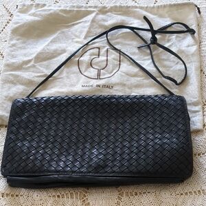 Vintage Charles Jourdan Black Woven Leather Bag 1980's.